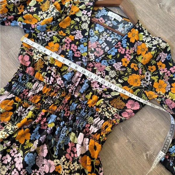 Wayf Multicolor Floral Smocked Mini Dress-Size L - Picture 6 of 8